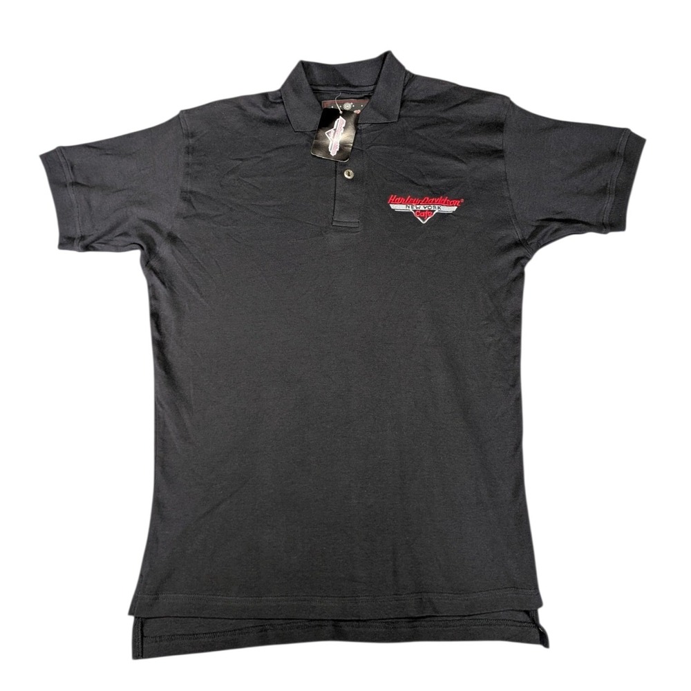 Harley-Davidson New York Cafe Mens XL Black Short Sleeve Cotton Polo Shirt NWT